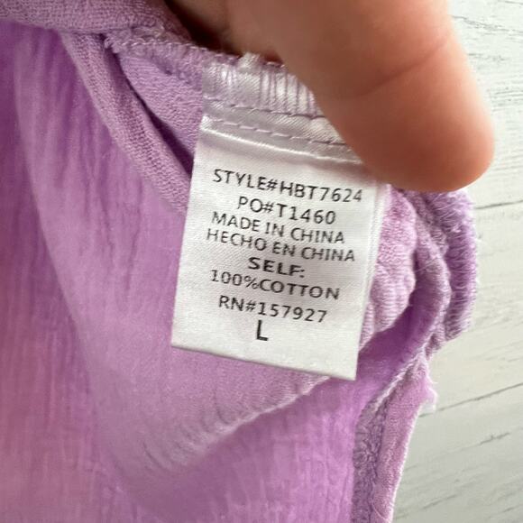 La Miel Gauzy Wide Sleeve V Neck Top Size L - Picture 6 of 7